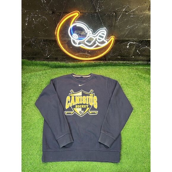 Vintage Y2K Nike‎ Blue Crewneck Sweatshirt Sz XL Pullover Canisus Hockey - Picture 1 of 4